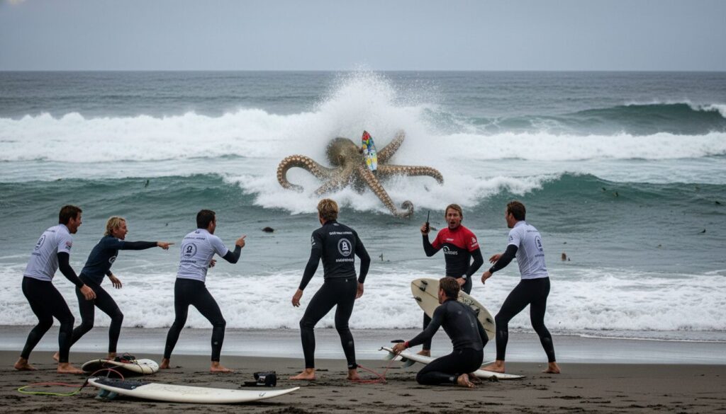 la world surf league suspend l’étape en nouvelle-zélande après une attaque inattendue d’un animal marin, mettant en pause la compétition pour la sécurité des participants.