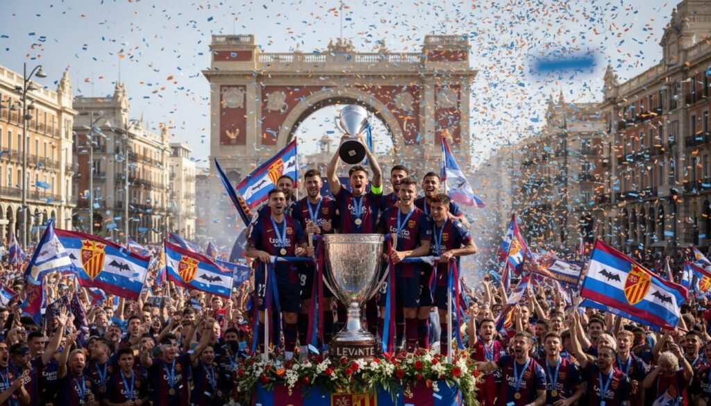 découvrez l'accueil triomphal réservé au levante, les nouveaux champions, célébrant leur victoire mémorable et leur parcours exceptionnel.