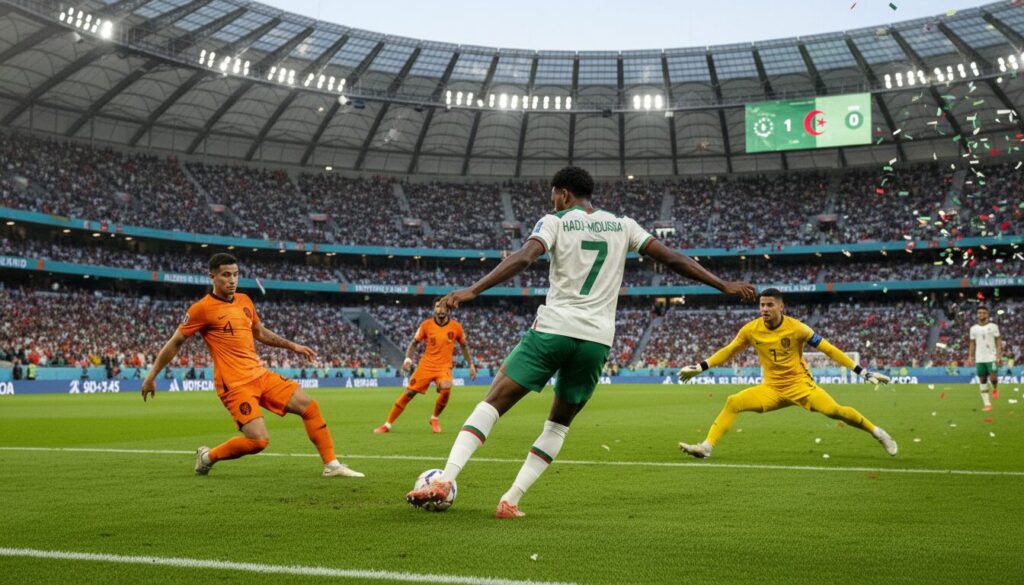 découvrez comment un tir magistral de hadj-moussa a offert une victoire impressionnante à l’algérie lors d’un match amical contre les pays-bas.