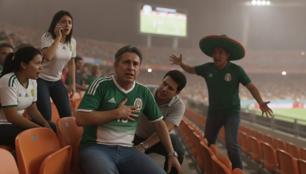un supporter a été victime d'un infarctus avant le match entre le mexique et l'afrique du sud, provoquant une urgence en tribunes.