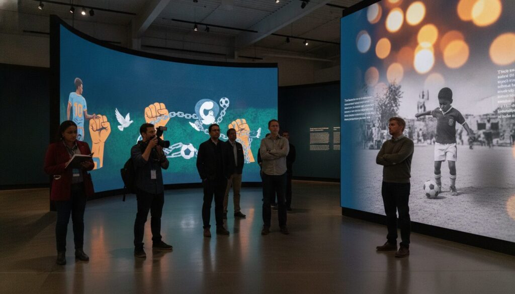 découvrez à atlanta une exposition innovante qui allie football et droits humains pendant la coupe du monde, offrant une nouvelle perspective sur l'image médiatique américaine.