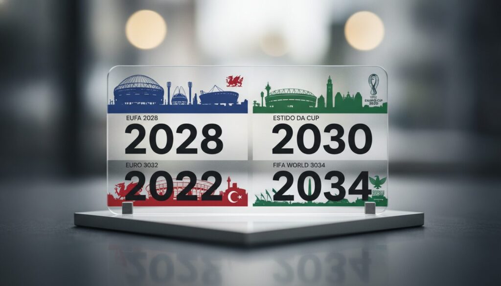 découvrez le calendrier complet des euros 2028 et 2032 ainsi que des coupes du monde 2030 et 2034, avec les pays hôtes et toutes les informations pour ne rien manquer des prochains grands rendez-vous du football.