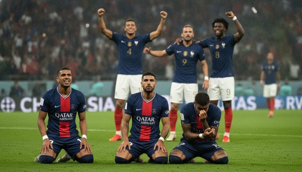 découvrez les parcours contrastés des joueurs du psg avec hakimi, neves et vitinha en difficulté, tandis que les bleus continuent de briller sur la scène internationale.