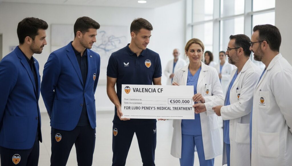 l'association des footballeurs du vcf a remis les fonds collectés pour le traitement de lubo penev à l'hôpital, soutenant ainsi sa guérison.