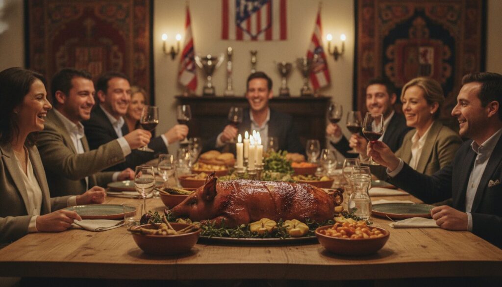 l'atlético célèbre la tradition en organisant un dîner convivial autour du cochon de lait, réunissant passion et gastronomie.