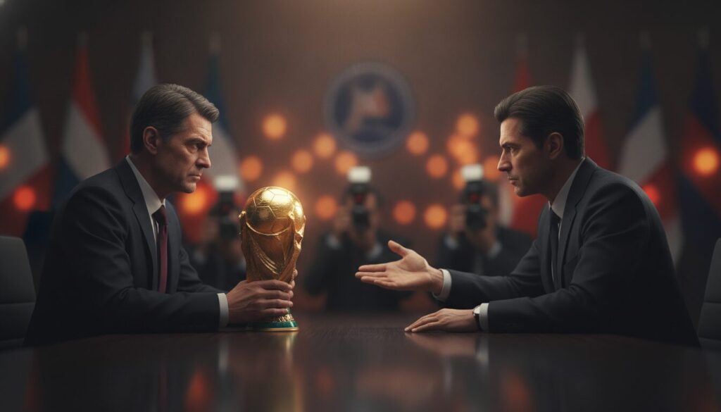 la fifa est accusée de « vendre » la coupe du monde, suscitant la colère de l'uefa qui menace de riposter par un boycott pour défendre ses intérêts.