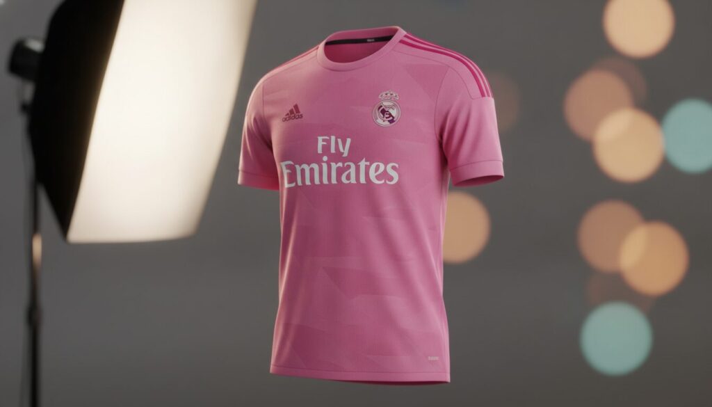 découvrez le nouveau troisième maillot rose du real madrid, désormais disponible en france. adoptez le style unique de la célèbre équipe espagnole avec cette tunique exclusive.