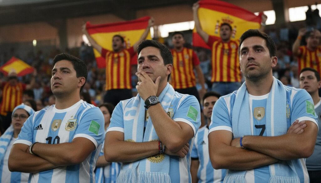 les supporters argentins admettent la supériorité des espagnols dans un match marqué par leur domination.