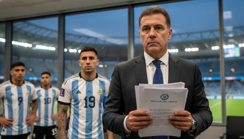la fifa lance une enquête disciplinaire contre l'équipe d'argentine et le joueur leandro dans le cadre du mondial 2026, suite à des incidents récents.