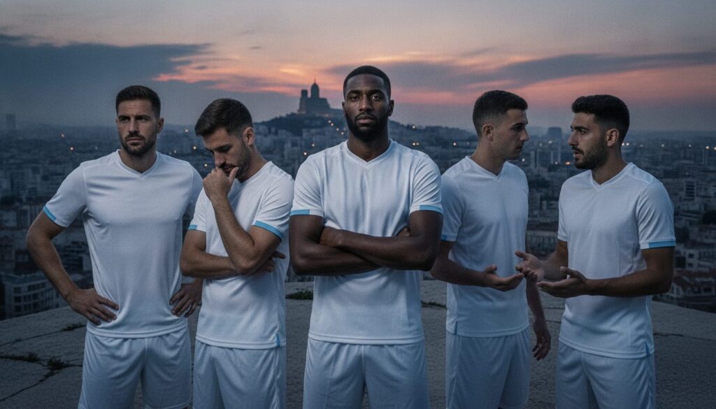 à marseille, malgré les départs possibles de de lange, rulli, aguerd, medina et paixao, le mercato reste au point mort, sans nouvelles transactions.