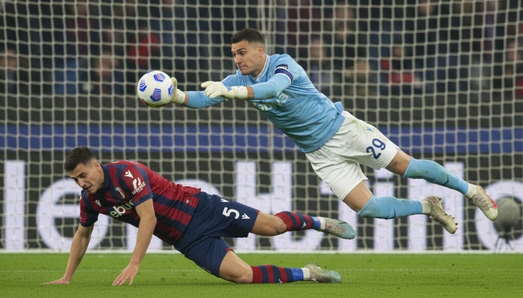 revivez le match entre bologna et lazio avec la performance remarquable de mandas noté 7,5, tandis que dovbyk peine à égaliser et reçoit une note de 5.
