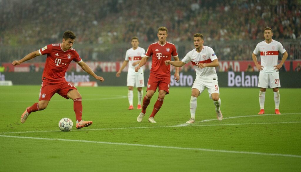 le bayern munich démarre fort en bundesliga en s'imposant brillamment contre stuttgart dès le coup d'envoi, affirmant sa domination dès les premières minutes.