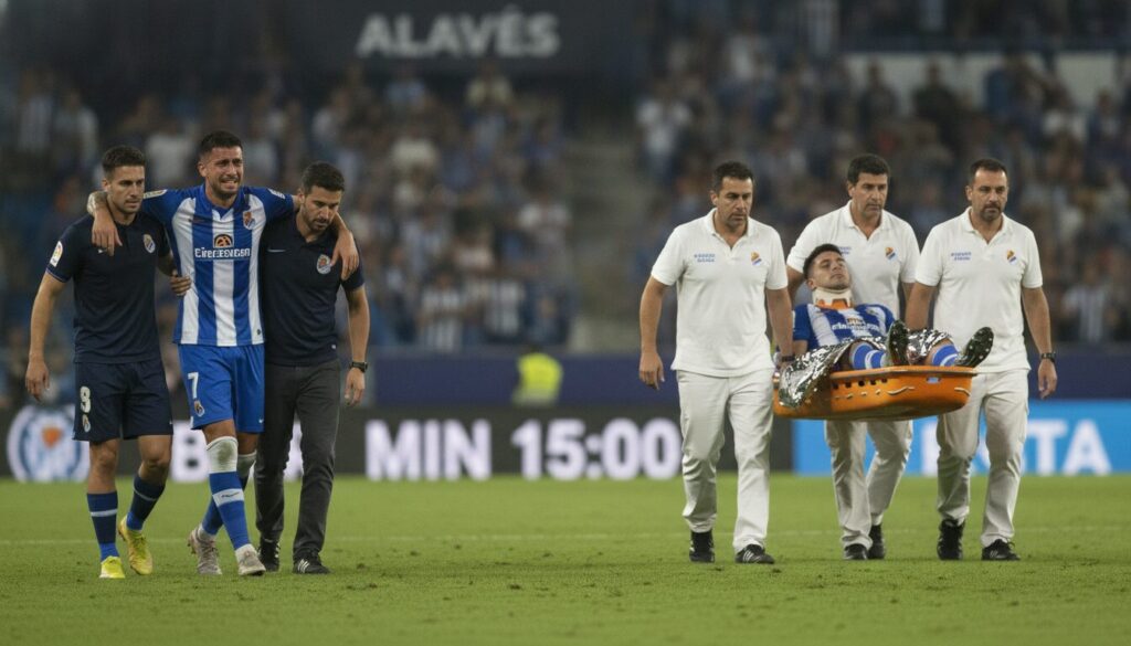 double coup dur pour alavés avec la sortie d'isi à la 15e minute et l'évacuation de batalla sur civière lors du match.
