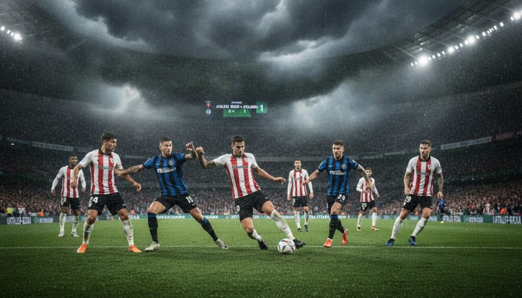 l'athletic fait face à la puissance de l'atalanta bergame et se replie stratégiquement pour contenir la tempête offensive adversaire.