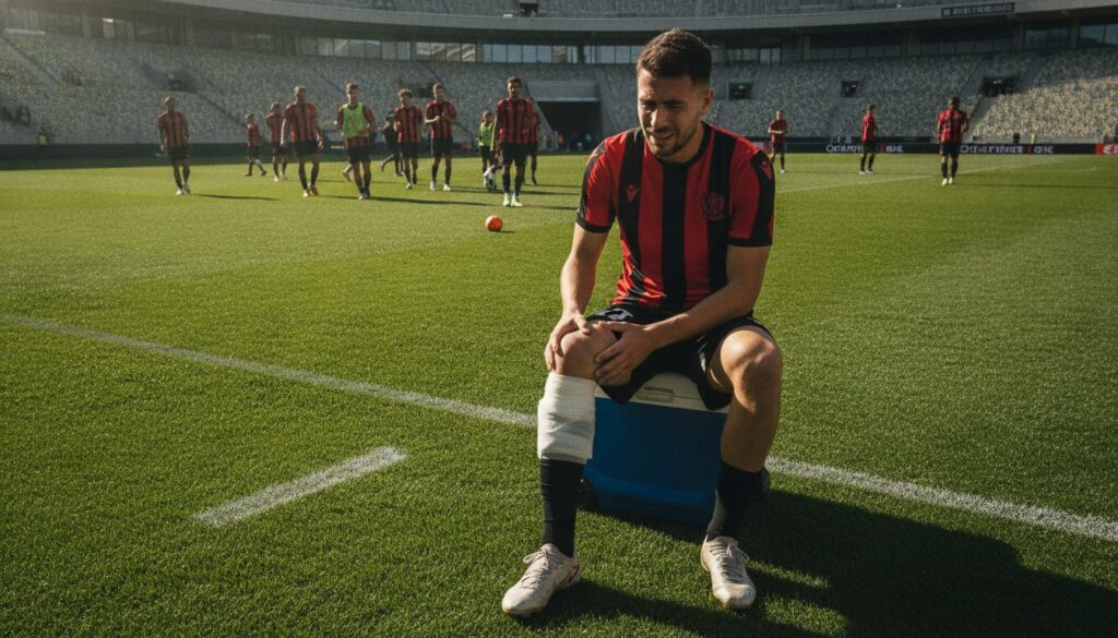 laurent abergel souffre d'une rupture du ligament croisé du genou droit, un coup dur pour nice qui perd sa nouvelle recrue pour une durée indéterminée.