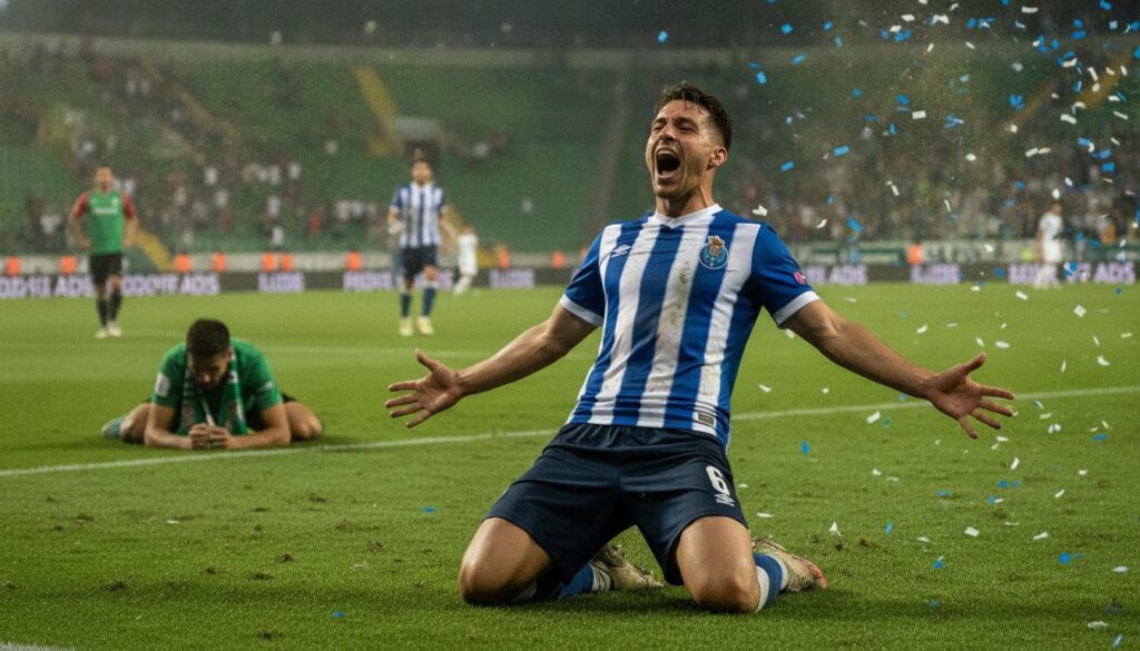 le fc porto remporte une victoire à l'extérieur contre rio ave, renforçant ainsi sa première place au classement de la primeira liga portugaise.
