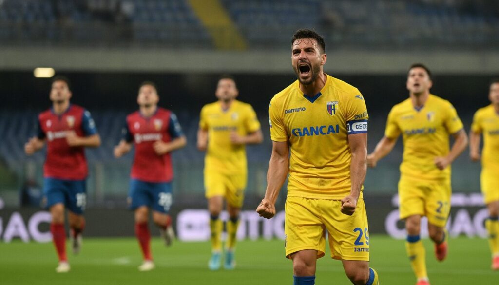 le parma s'impose brillamment en mettant en lumière lontani, pendant que le cagliari continue sa progression remarquable dans le classement.