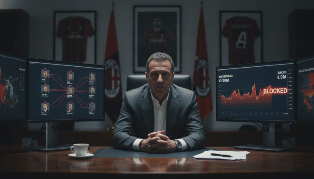 découvrez pourquoi le club de milan a dépensé 100 millions sans réaliser de vente et les raisons qui expliquent ce blocage sur le marché des transferts.