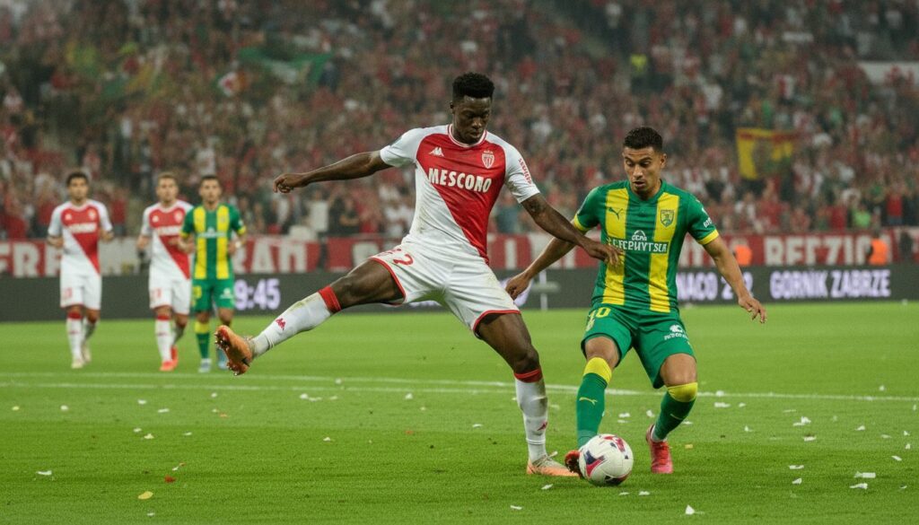 revivez le match passionnant entre monaco et gornik zabrze avec coulibaly en héros et nazinho brillant sur le terrain, pour une performance inoubliable.