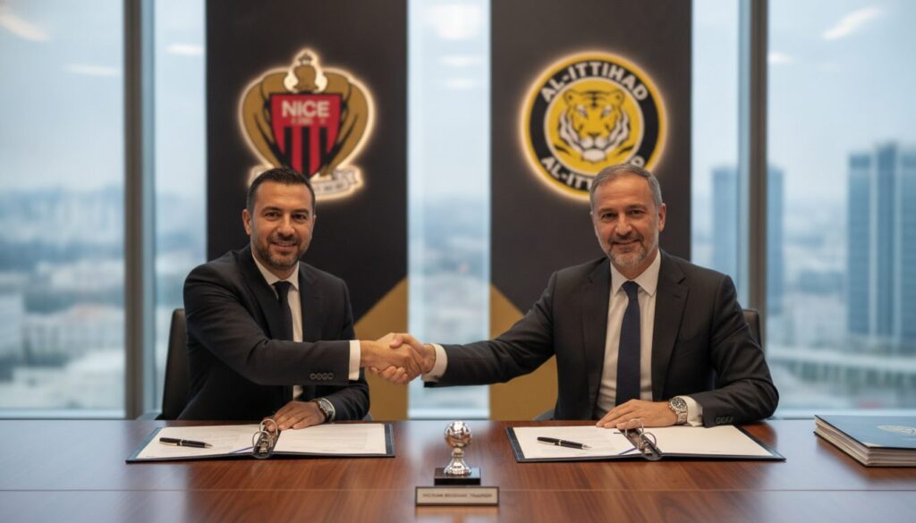 nice officialise le transfert de hicham boudaoui à al-ittihad, renforçant ainsi ses liens avec le club saoudien. découvrez tous les détails de cet accord.