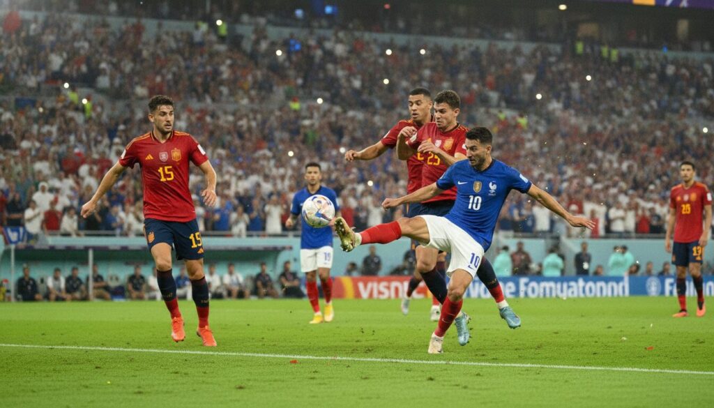découvrez notre photo exclusive de la demi-finale épique de la coupe du monde fifa entre la france et l'espagne, prise à dallas. revivez l'intensité et l'émotion de ce match historique.