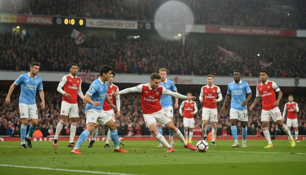 premier league : arsenal débute la saison en beauté en s'imposant brillamment contre le promu coventry lors du match d'ouverture.