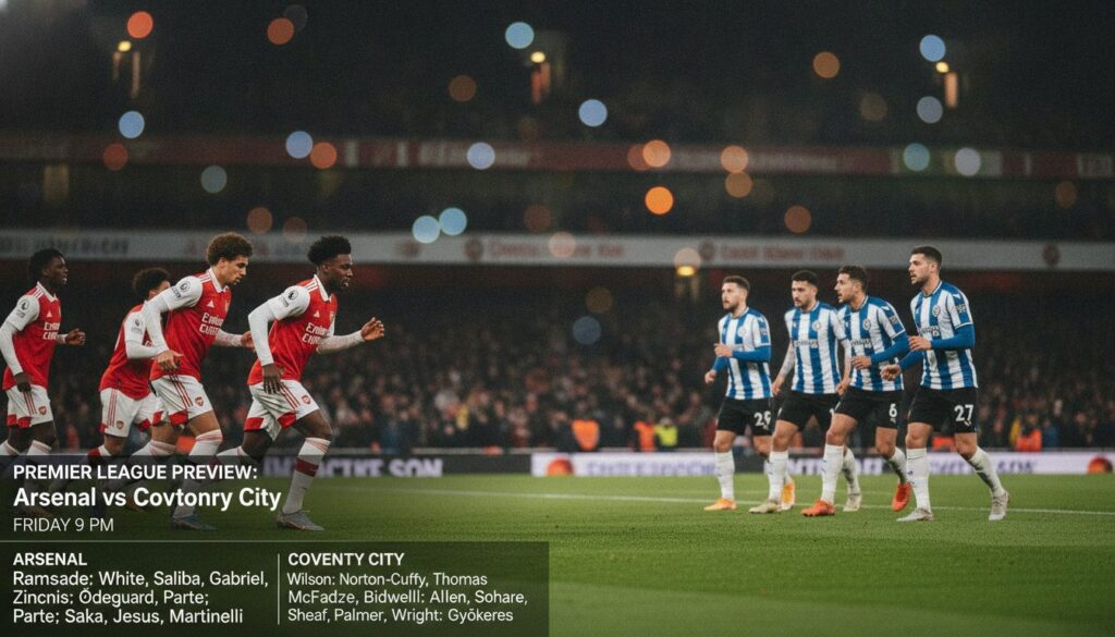 découvrez les compositions probables d'arsenal et coventry pour le match de premier league ce vendredi à 21h. suivez toute l'actualité et les analyses sur sport.fr.