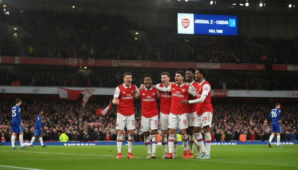 arsenal s'impose 2-1 face à chelsea dans le premier grand choc de la premier league, confirmant leur statut de champions d'angleterre avec une victoire convaincante.