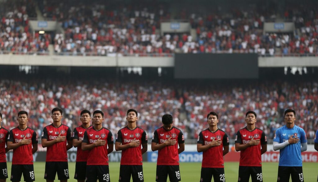 avant chaque match de la ligue des champions, une minute de recueillement est observée en hommage aux victimes des inondations dévastatrices au népal.