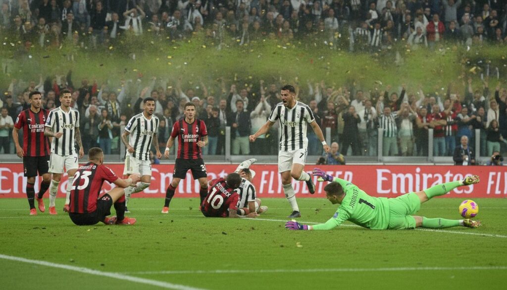 revivez le suspense de serie a avec la juventus qui obtient un match nul spectaculaire face à l’ac milan dans les dernières minutes, un duel intense et plein d’émotions.